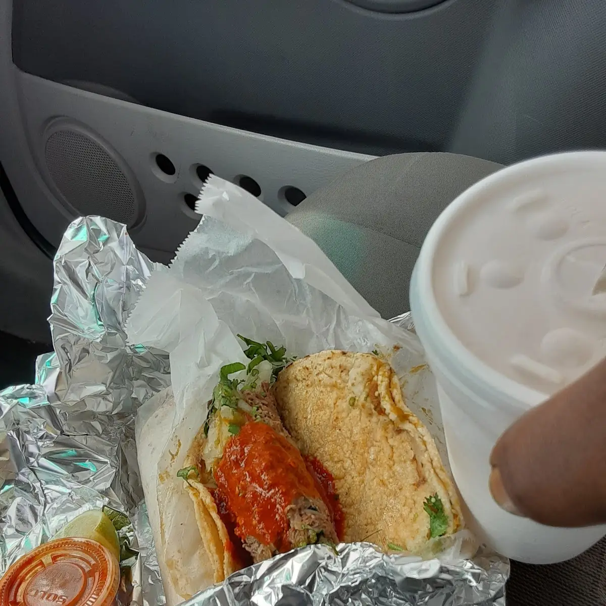 Birria Taco and Horchata