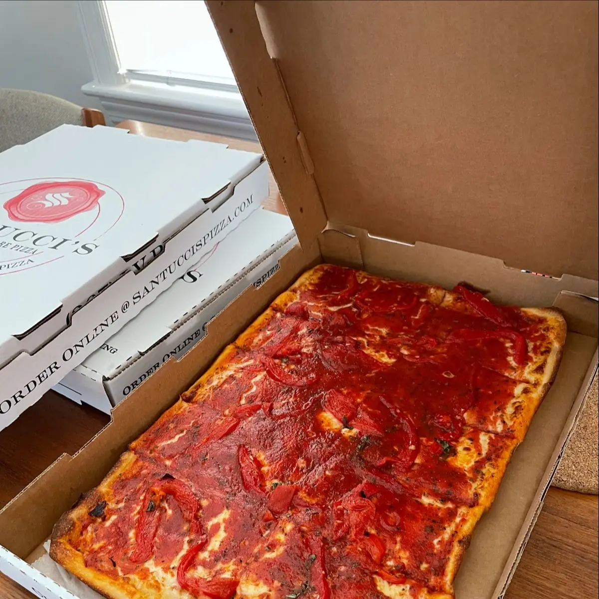 Large Square Pizza with Roasted Red Peppers