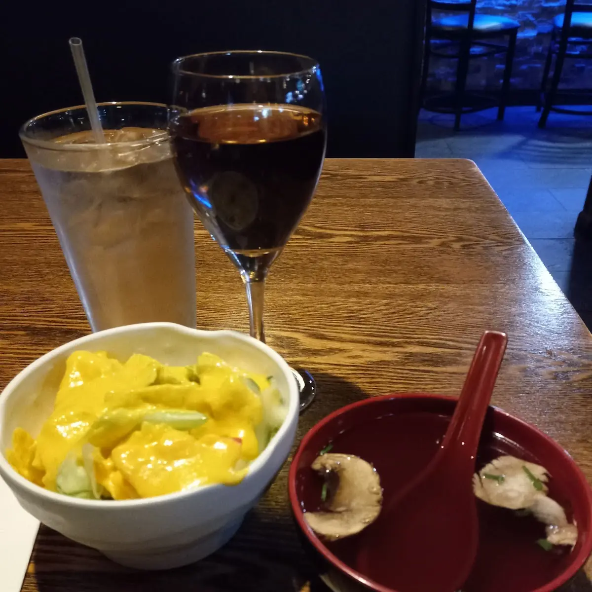 Salad with Ginger Dressing and Miso Soup