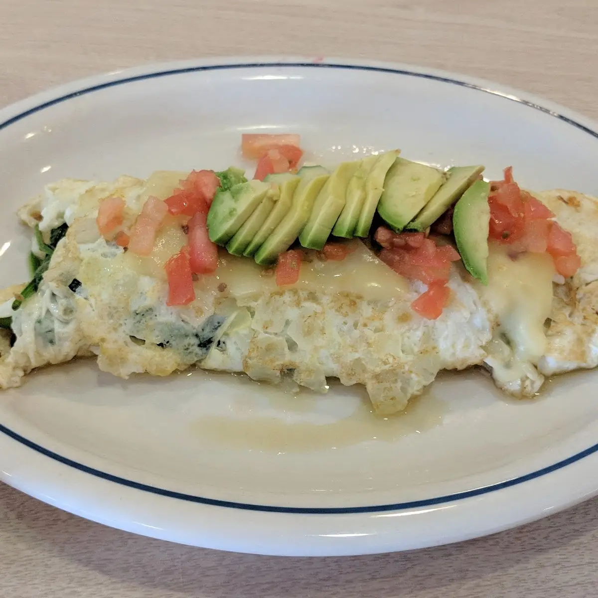 Egg White Omelette with Spinach and Avocado Slices