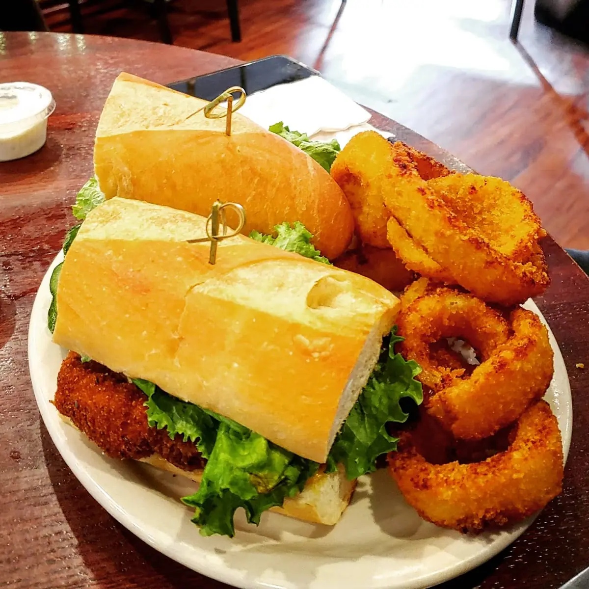 Chicken Cutlet Sub with Onion Rings