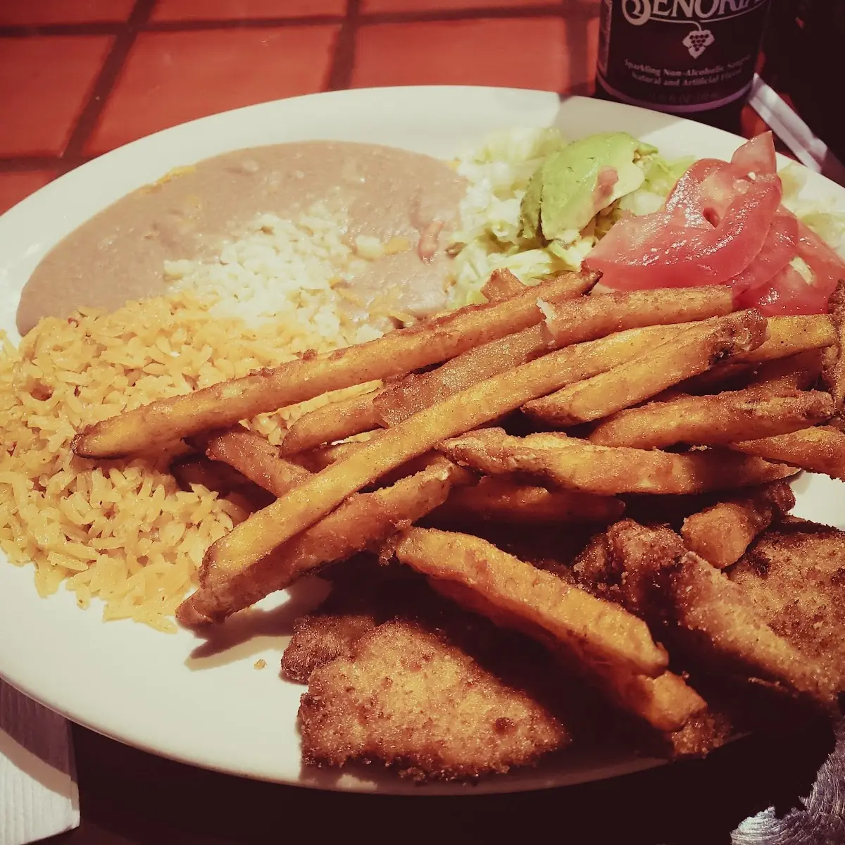 Pollo Empanizado Chicken Fried Steak with Fries and Vegetables