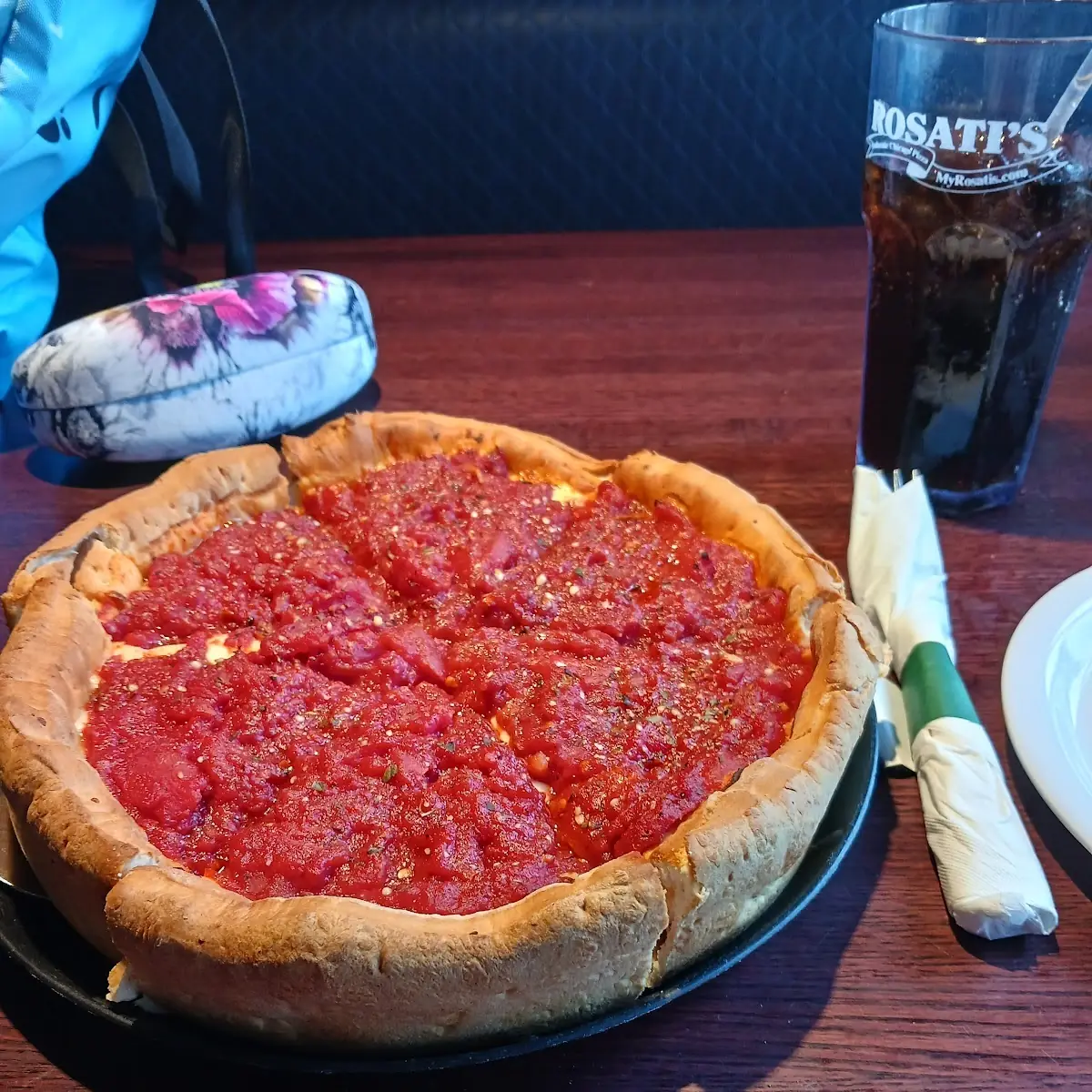 Deep Dish Chicago Style Pizza with Sausage and Mushrooms