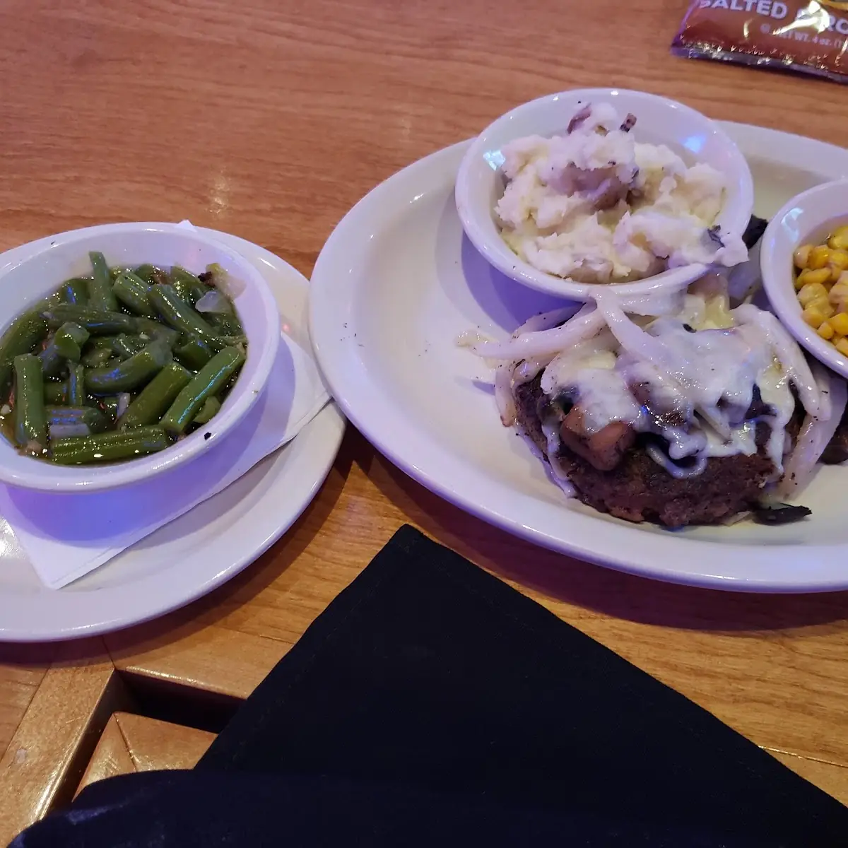 Buttered Corn House Salad Steak Fries