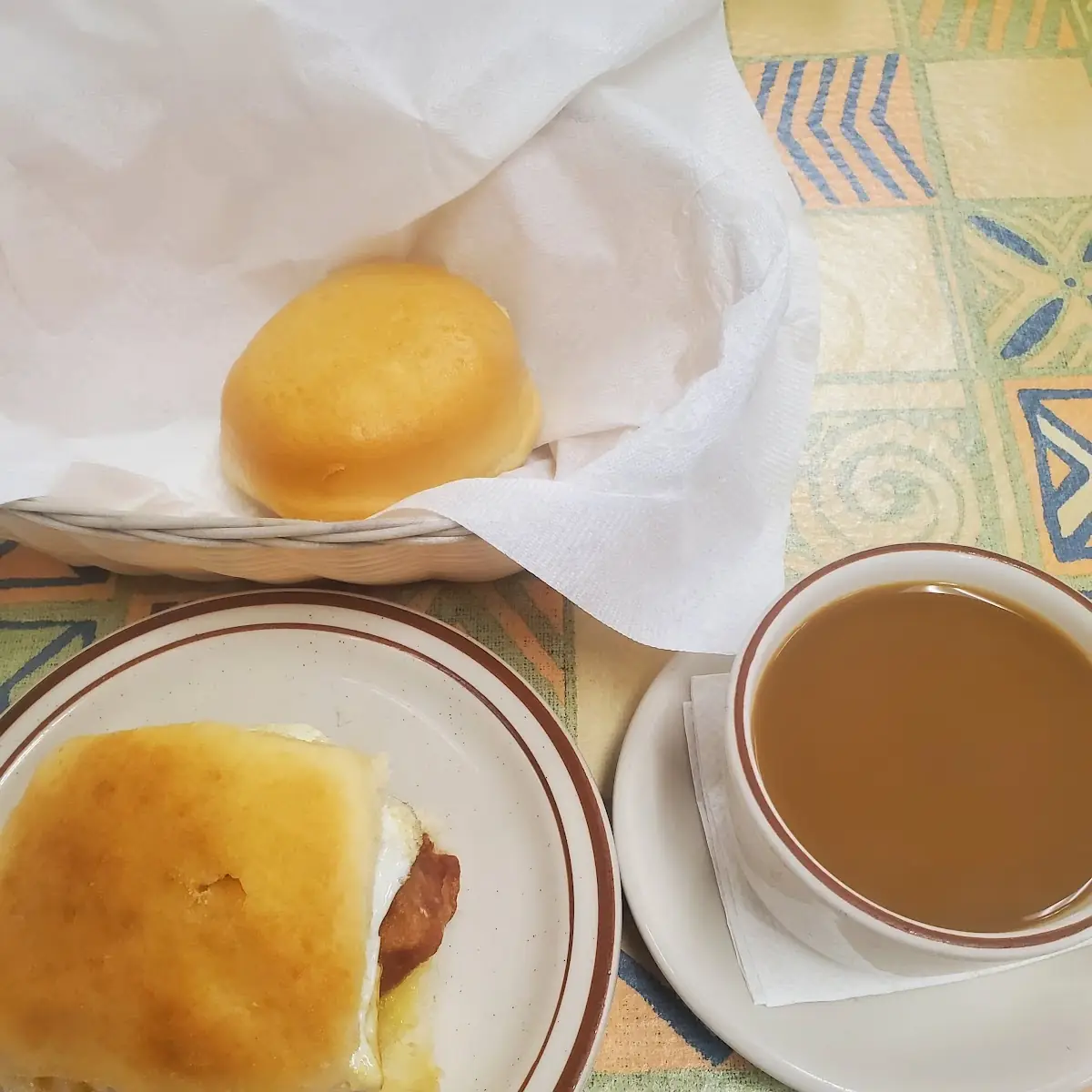 Bacon & Egg Biscuit Along with Coffee