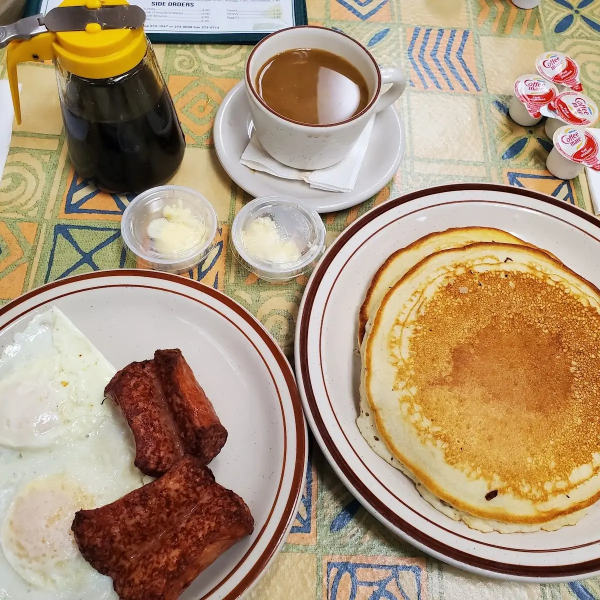 Eggs Smoke Sausage Pancakes Coffee