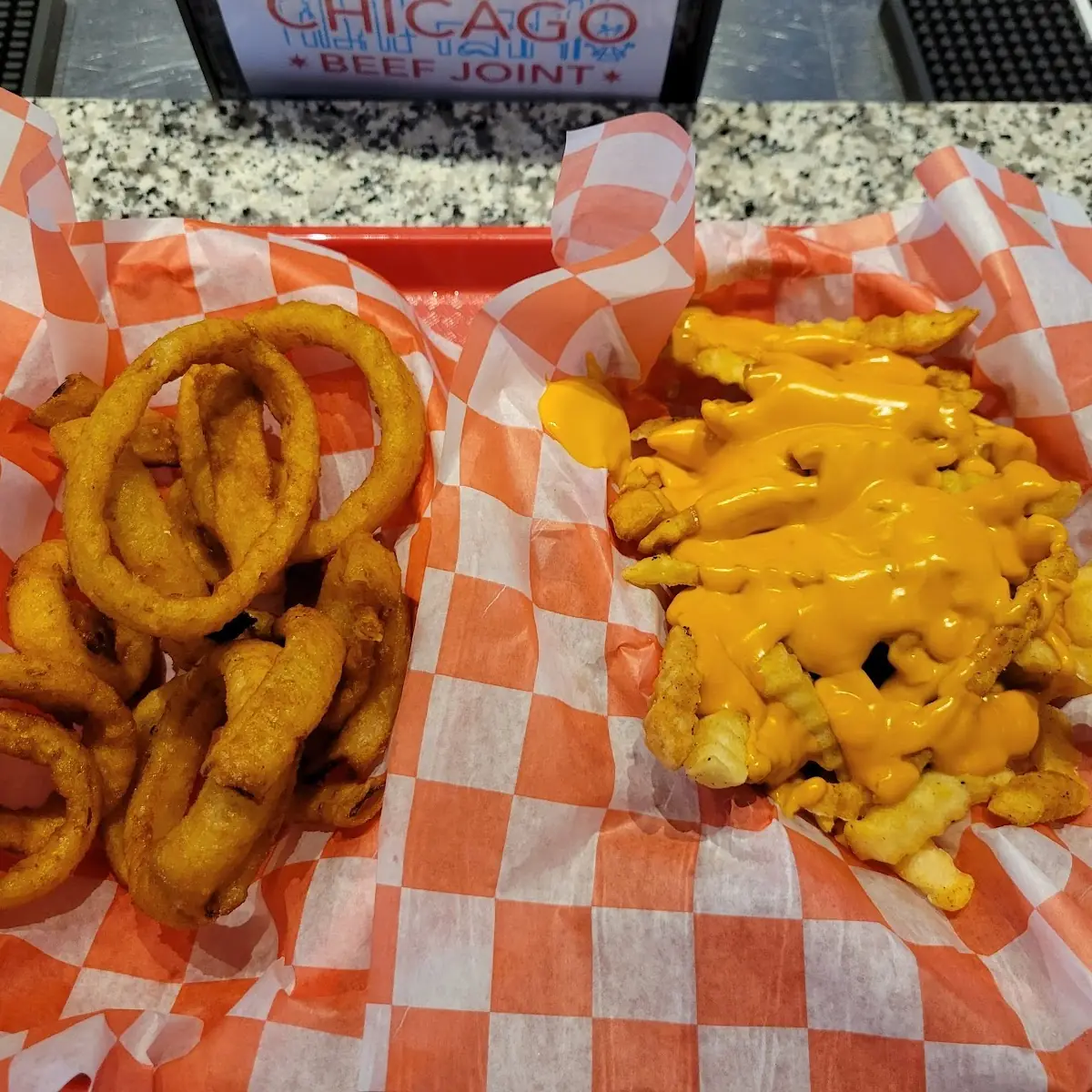 Onion Rings and Cheese Fries
