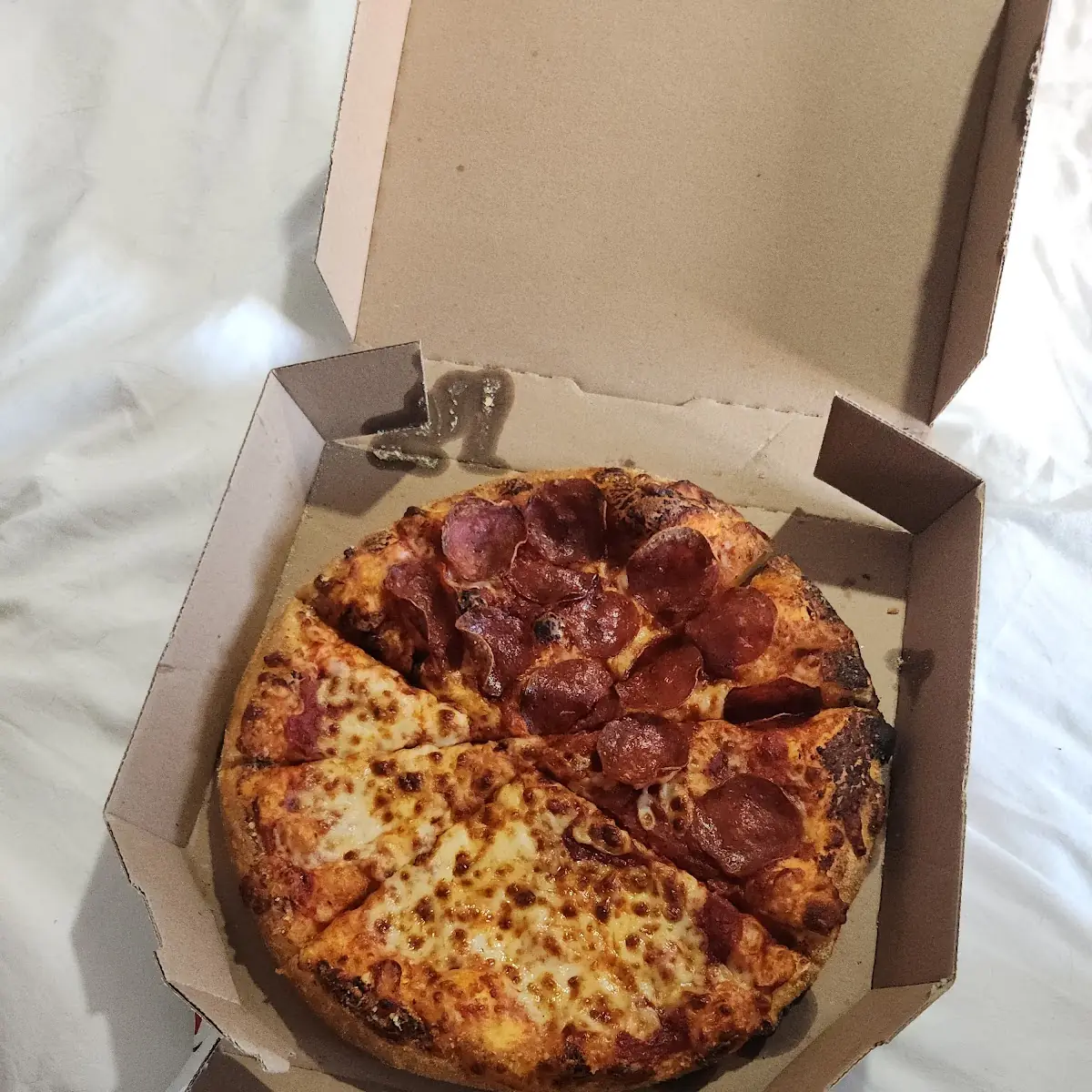 Small Half Pepperoni Half Cheese Pizza