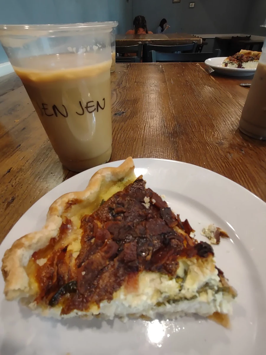 Bacon Goat Cheese Spinach Quiche Slice