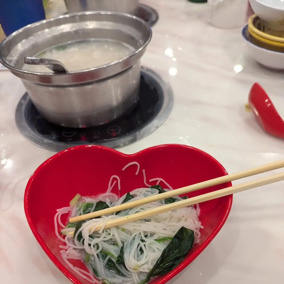 Rice Noodles and Spinach