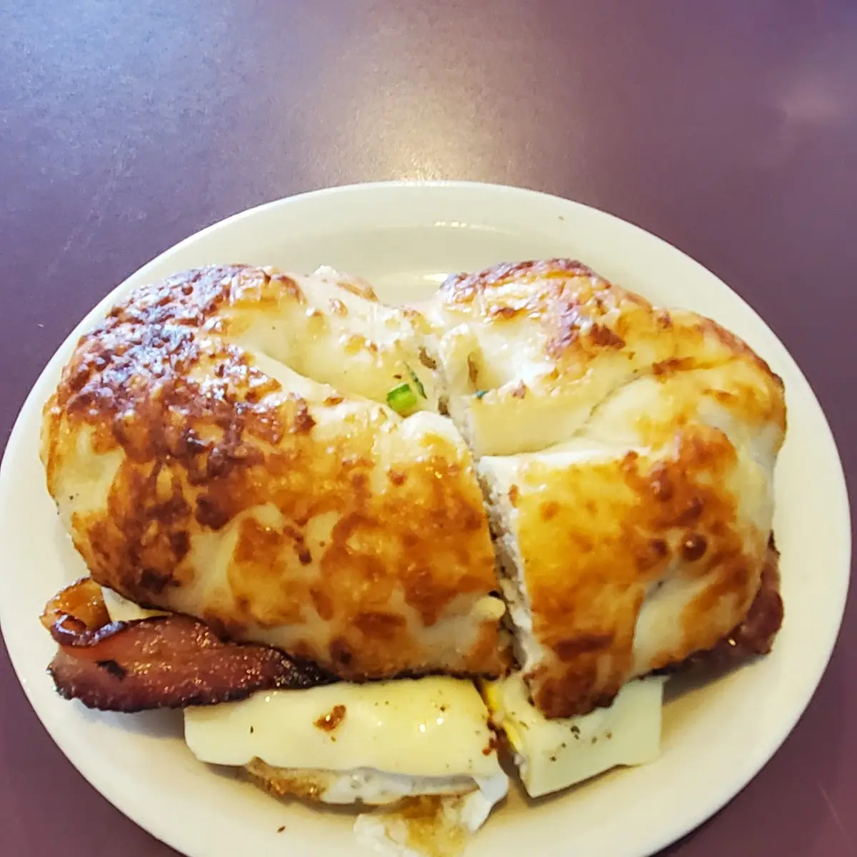 Bacon Egg and Cheese on Asiago Bagel