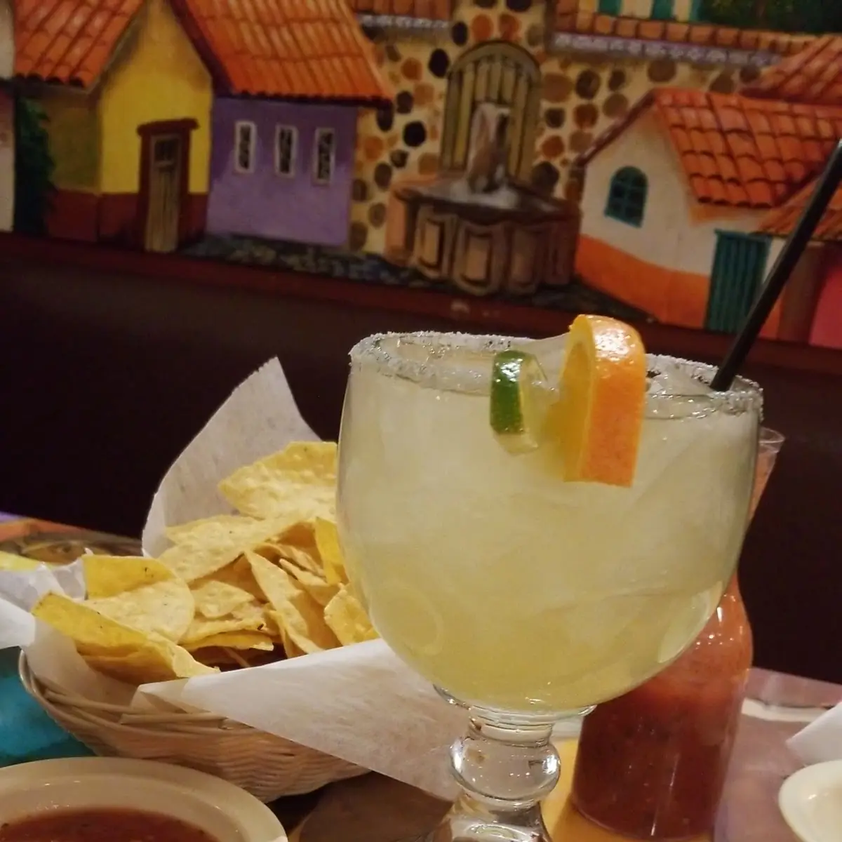 Chips Salsa & Margarita While Waiting on Tacos