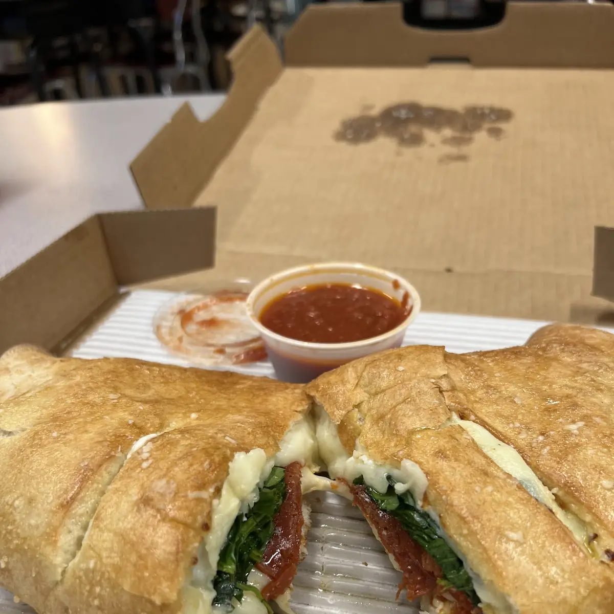 Spinach and Pepperoni Calzone