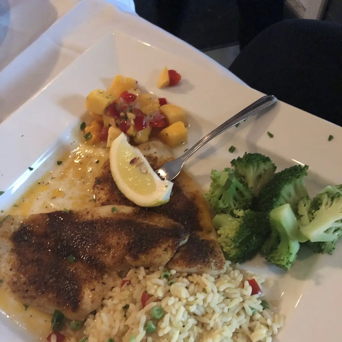 Grilled Salmon with Rice and Mango Salsa