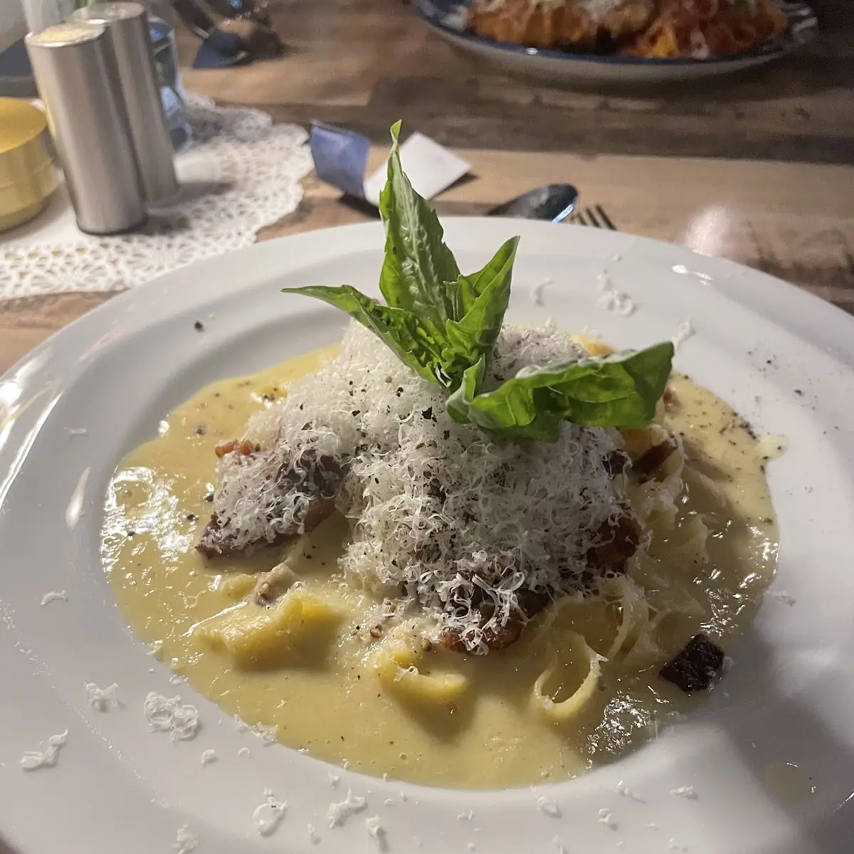 Carbonara Pasta with Grated Cheese
