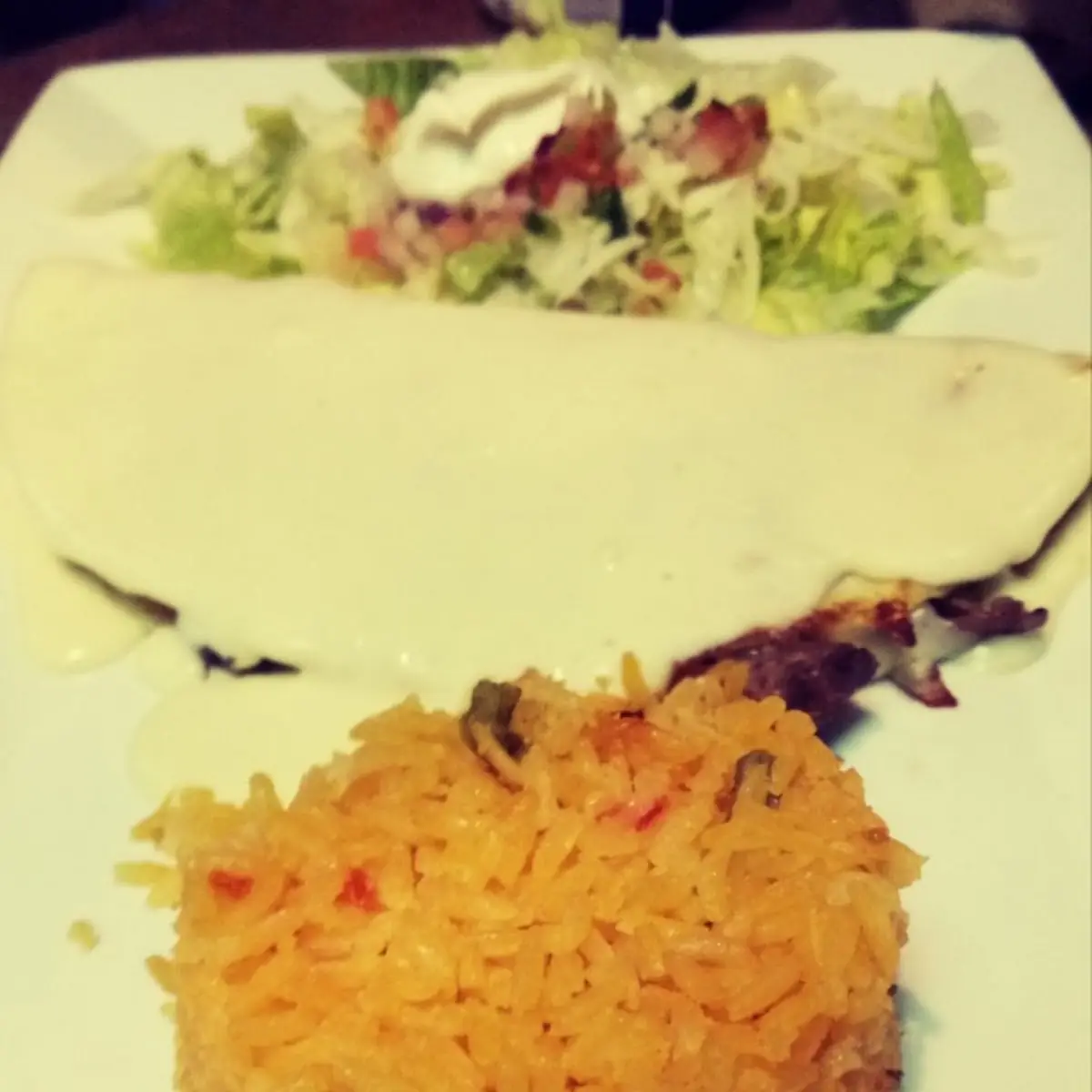 Cheese Quesadilla Rice & Fries