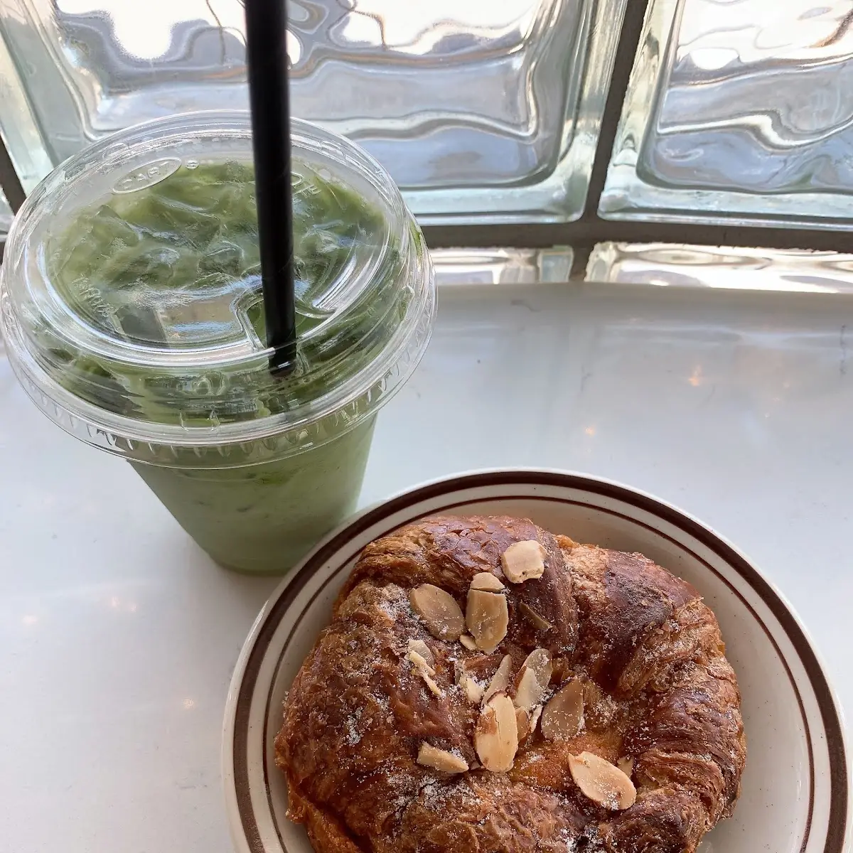 Matcha Latte & Almond Croissant