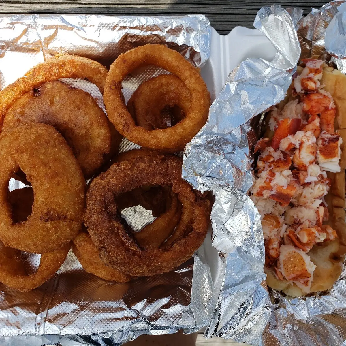 Onion Rings and Lobster Roll