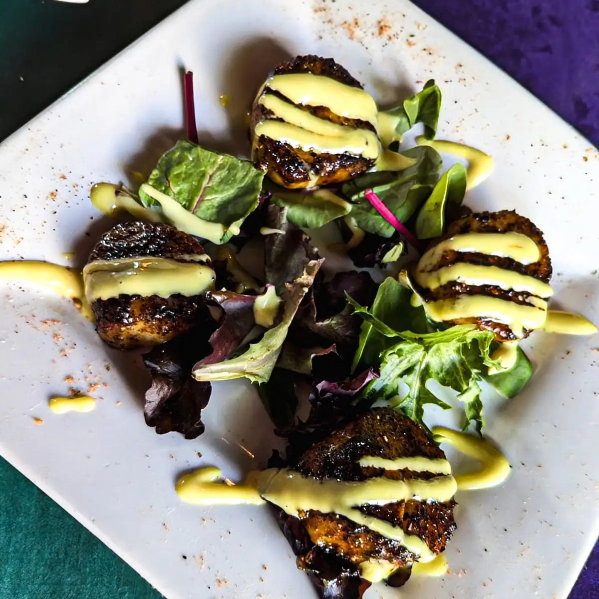 Blackened Day Boat Scallops with Honey Mustard