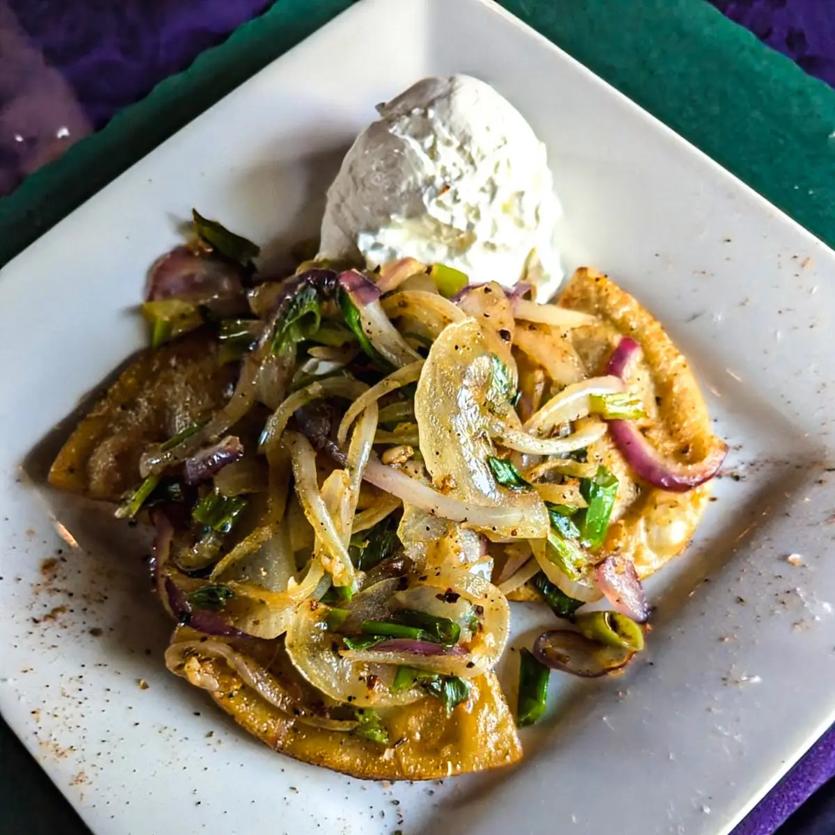 Cajun Pierogies with Sour Cream