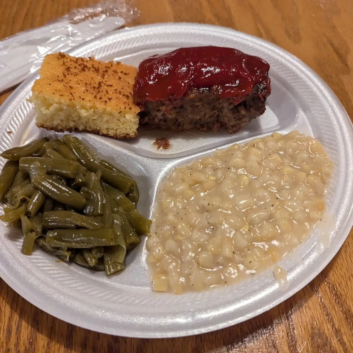 Meatloaf Cream Corn Green Beans Cornbread
