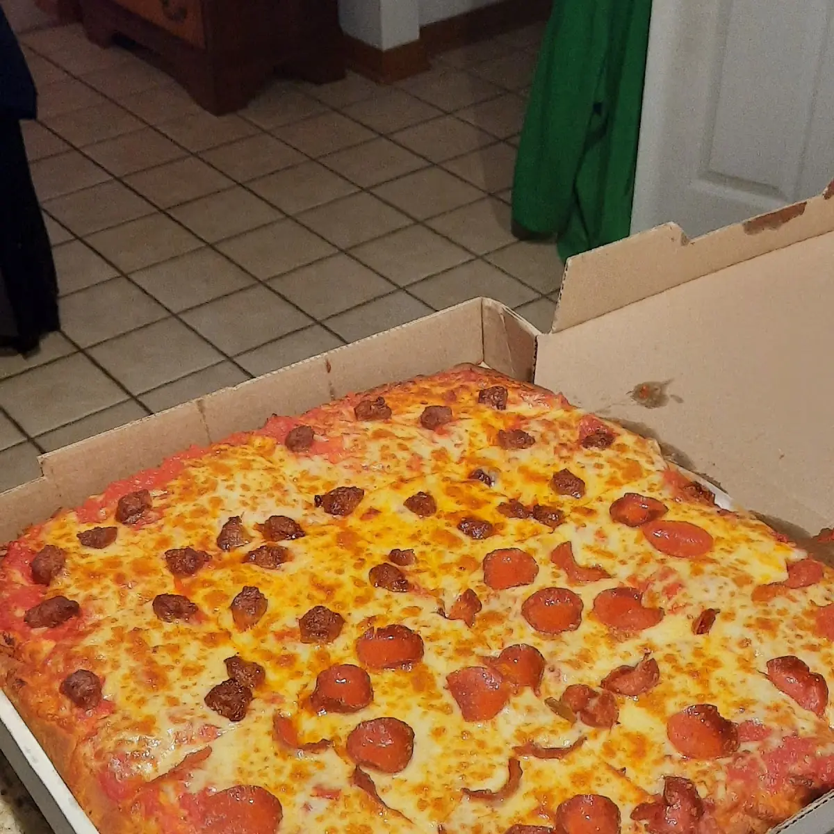 Sicilian Pizza Pepperoni and Sausage