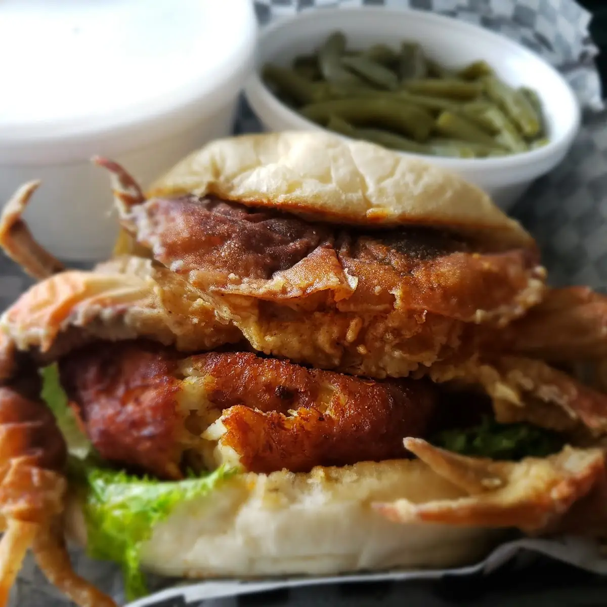 Crab Cake with Soft Shell Crab Cake Sandwich