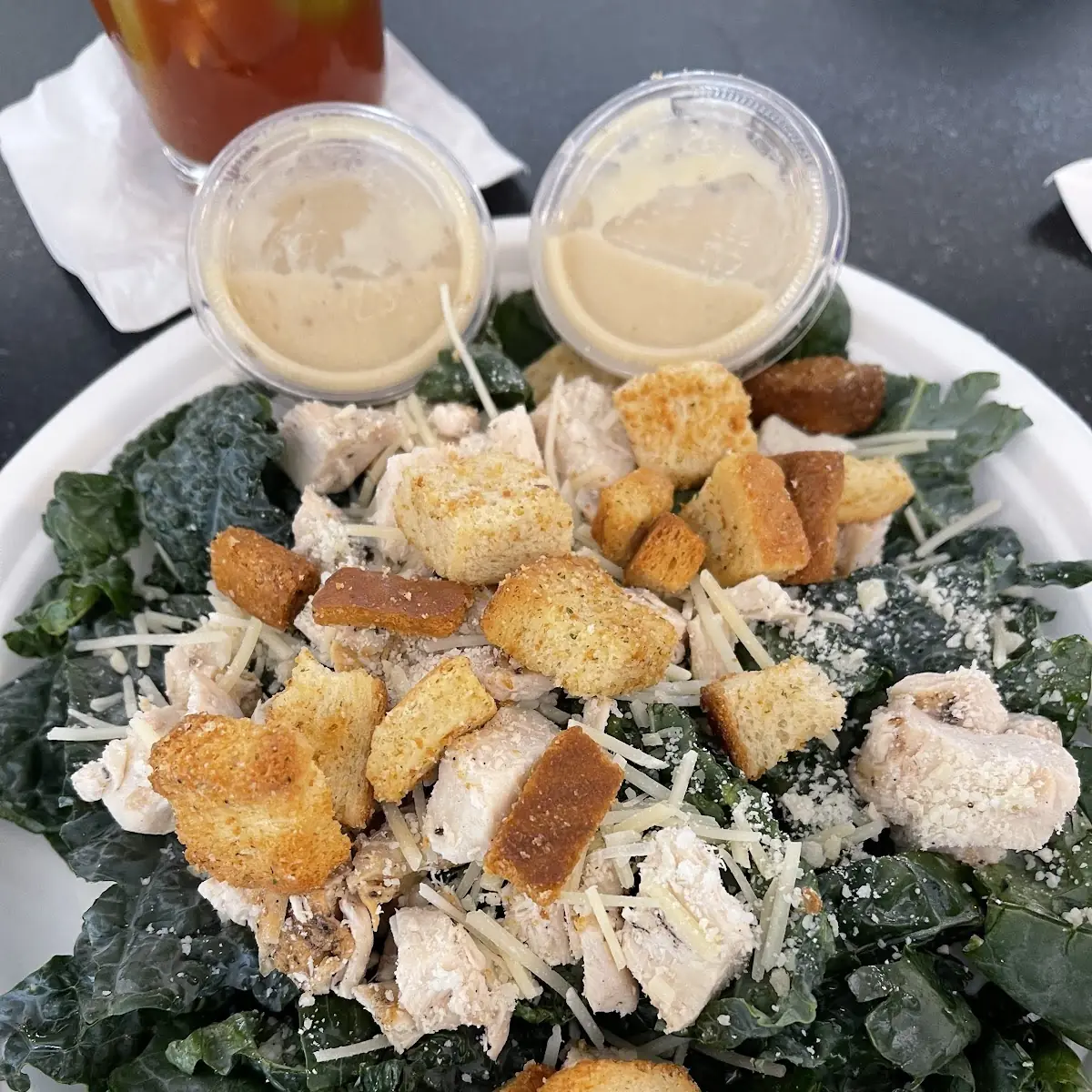Kale Caesar Salad with Chicken