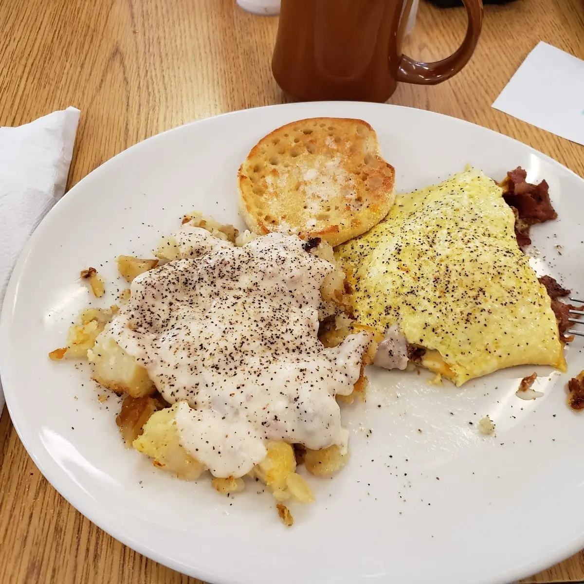 Cheese Omelette American Fries and Gravy