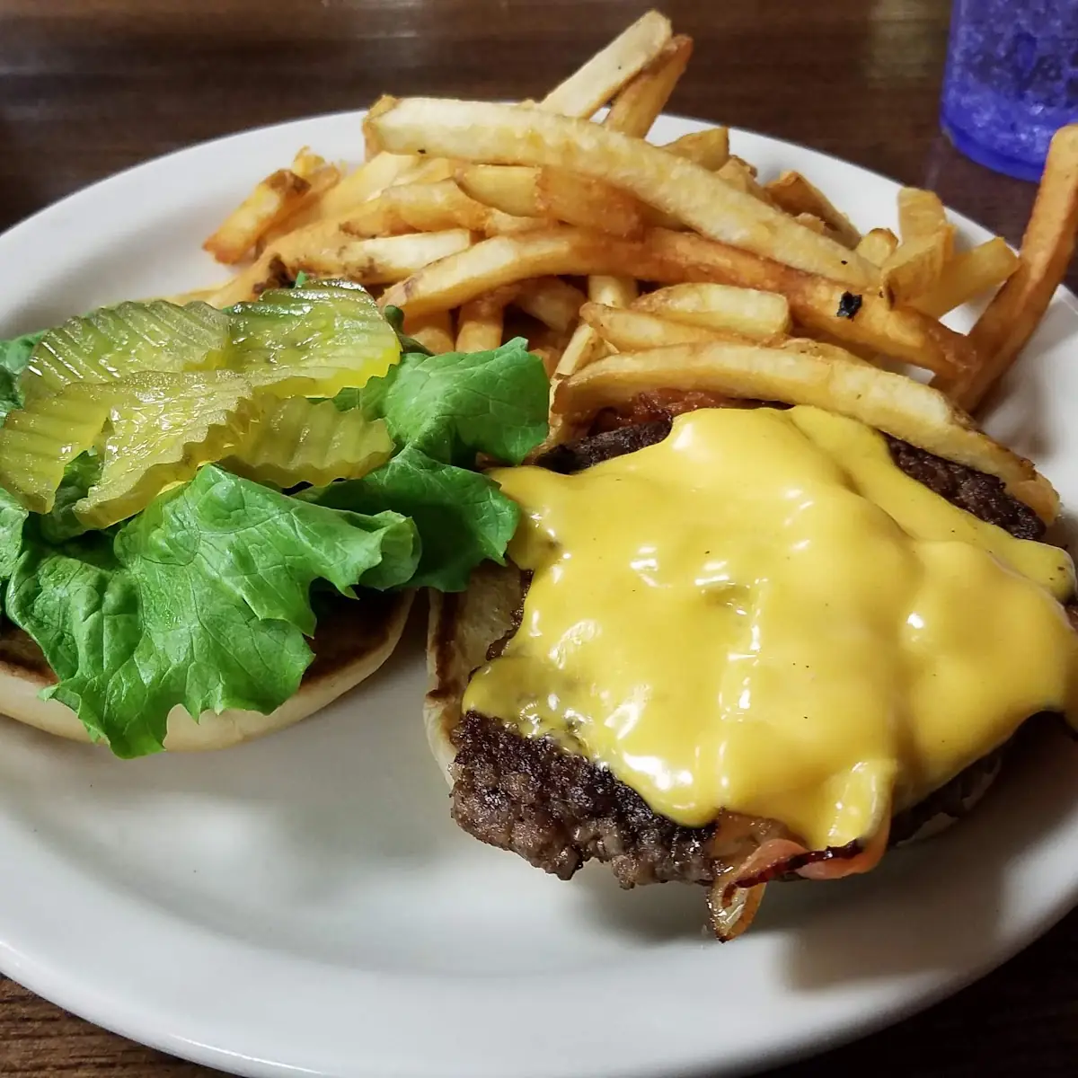 Bacon Cheese Burger and Fries