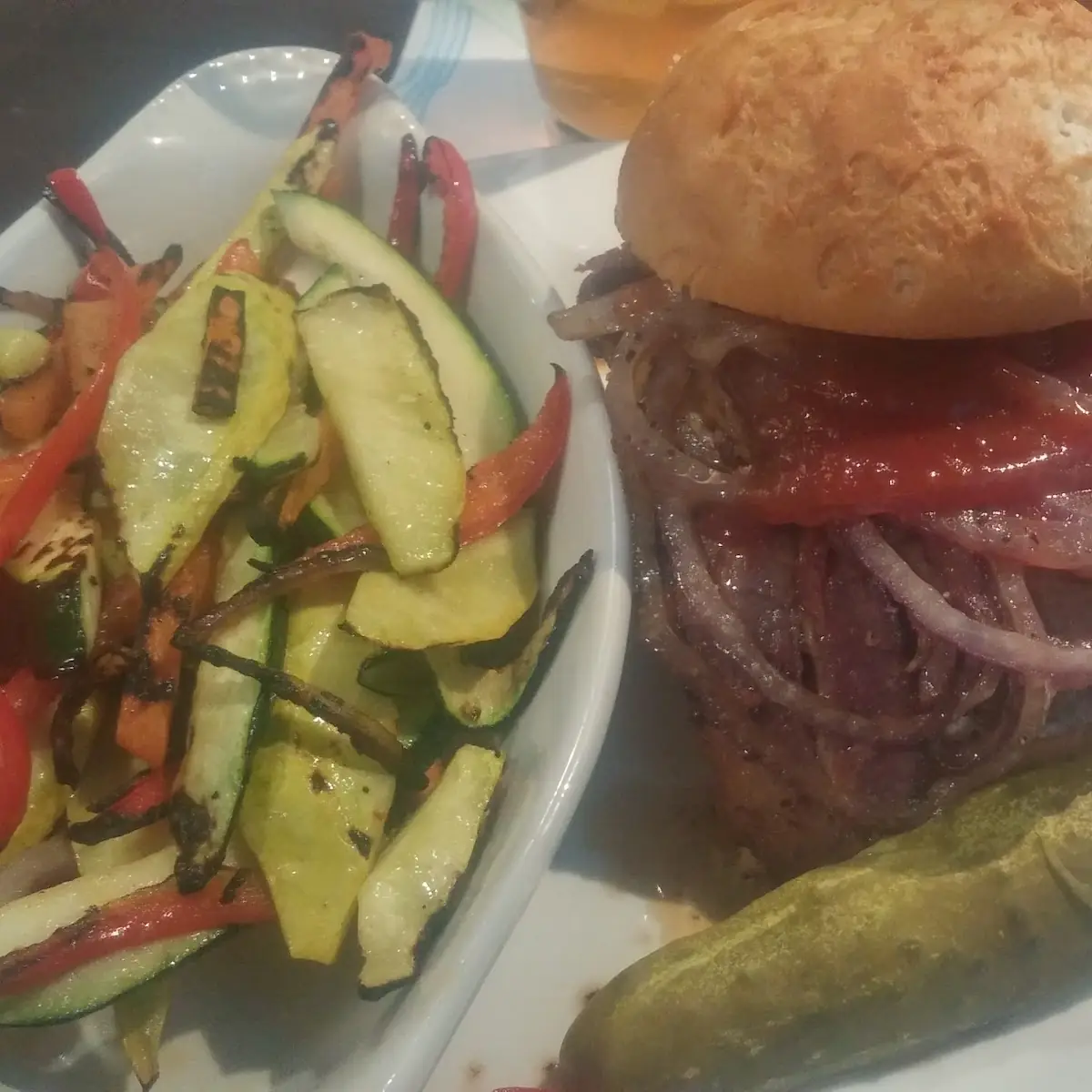 Burger Gluten Free Bun Grilled Veggies