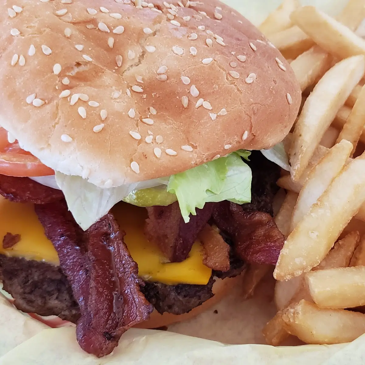 Bacon Burger and Fries