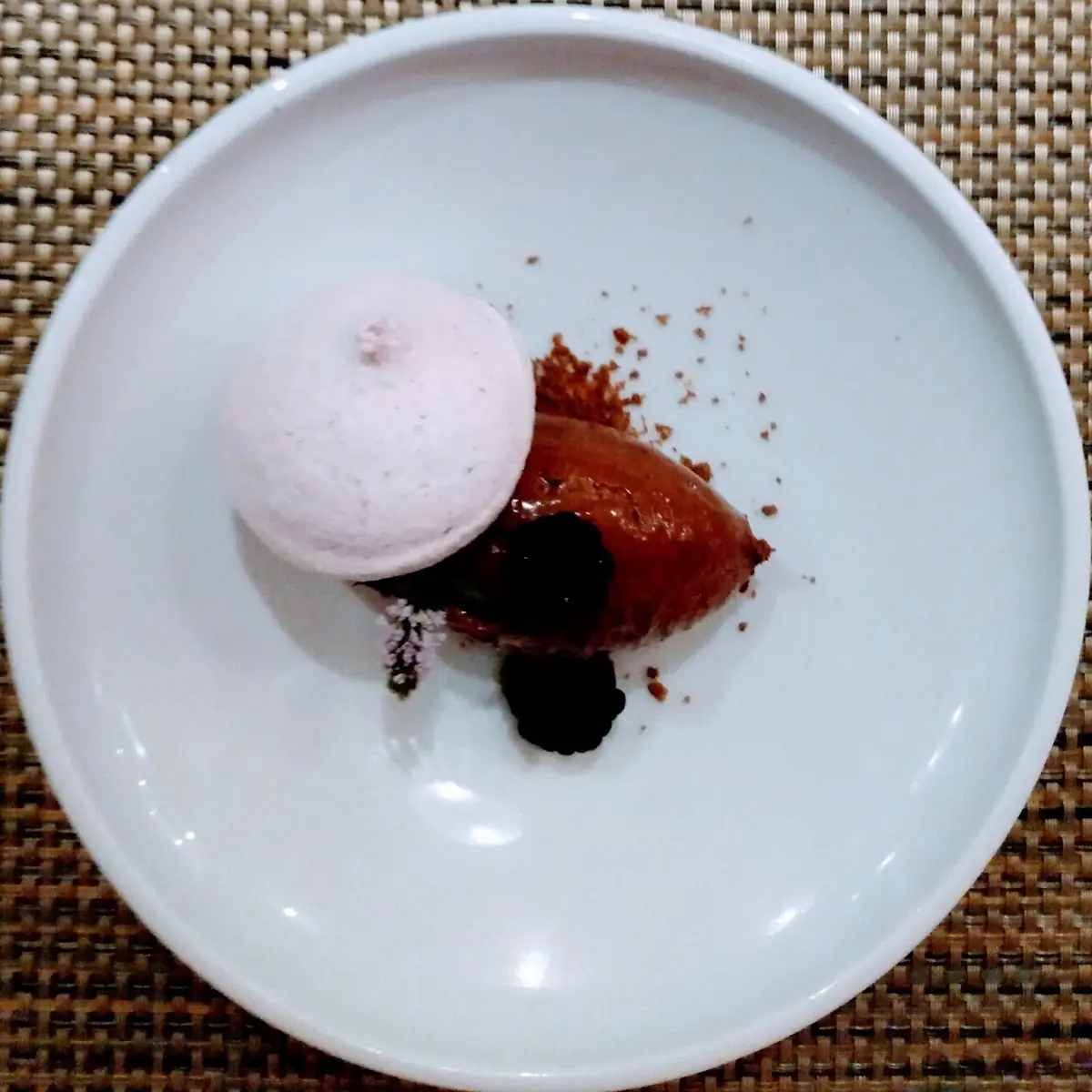 Dark Chocolate Marquise with Blackberry Sorbet, Treadwell Cuisine