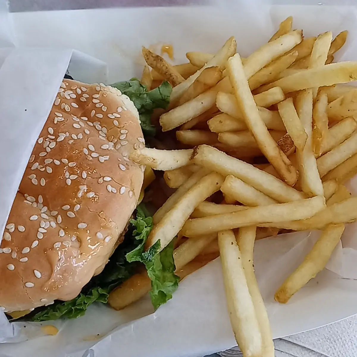 Triple Cheeseburger and Fries