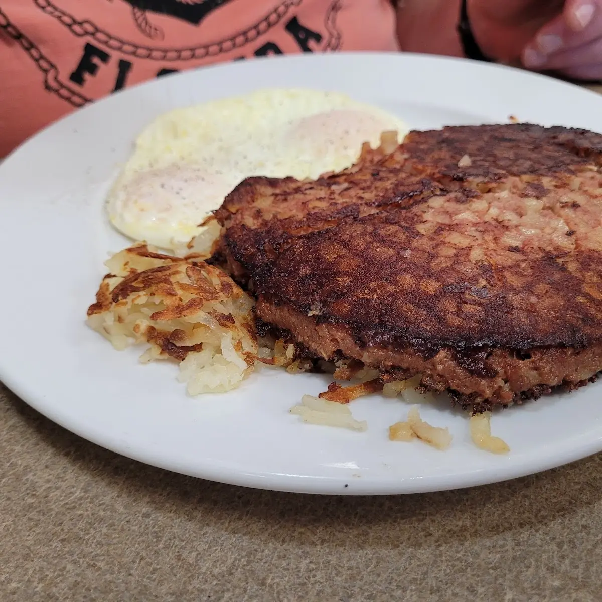 Eggs over Easy and Corned Beef Hash