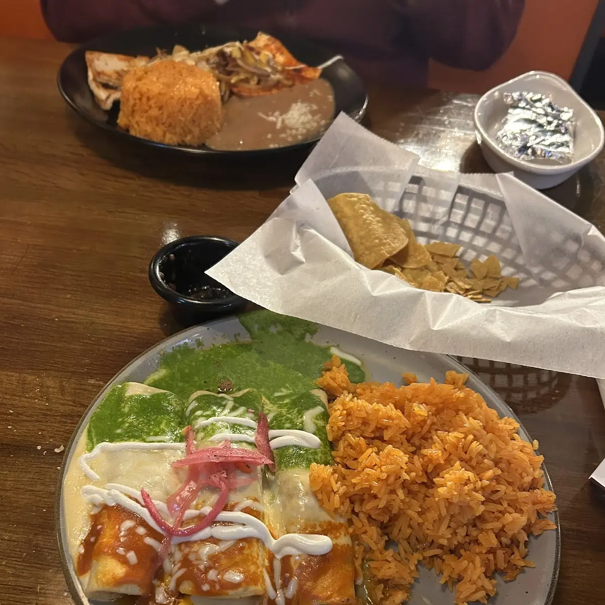 Refried Beans and Rice with Salad