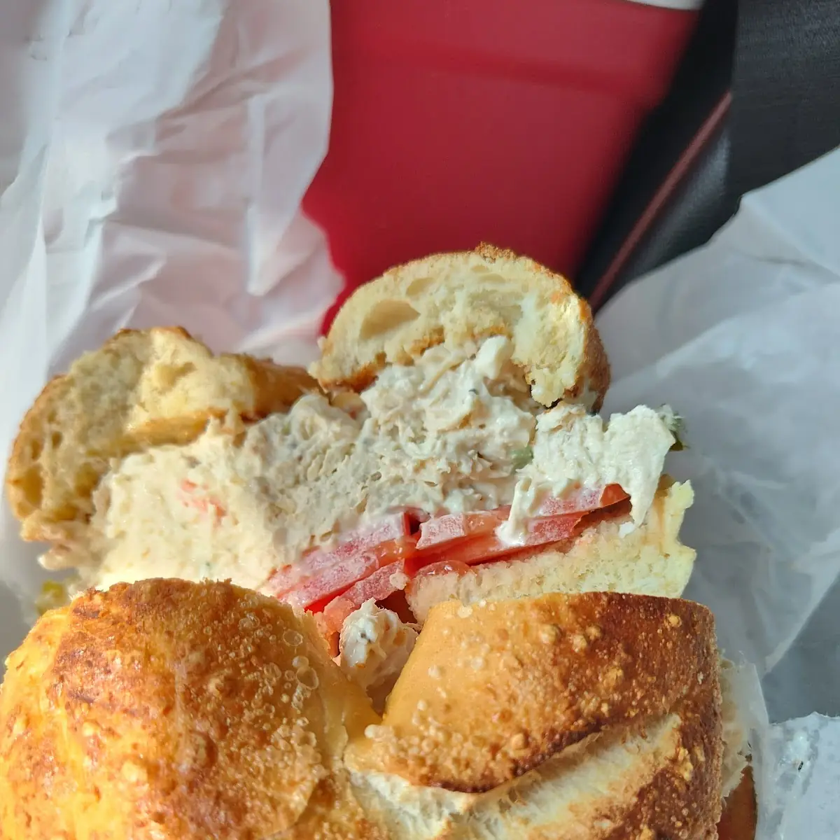 Chicken Salad on a Parmesan Bagel