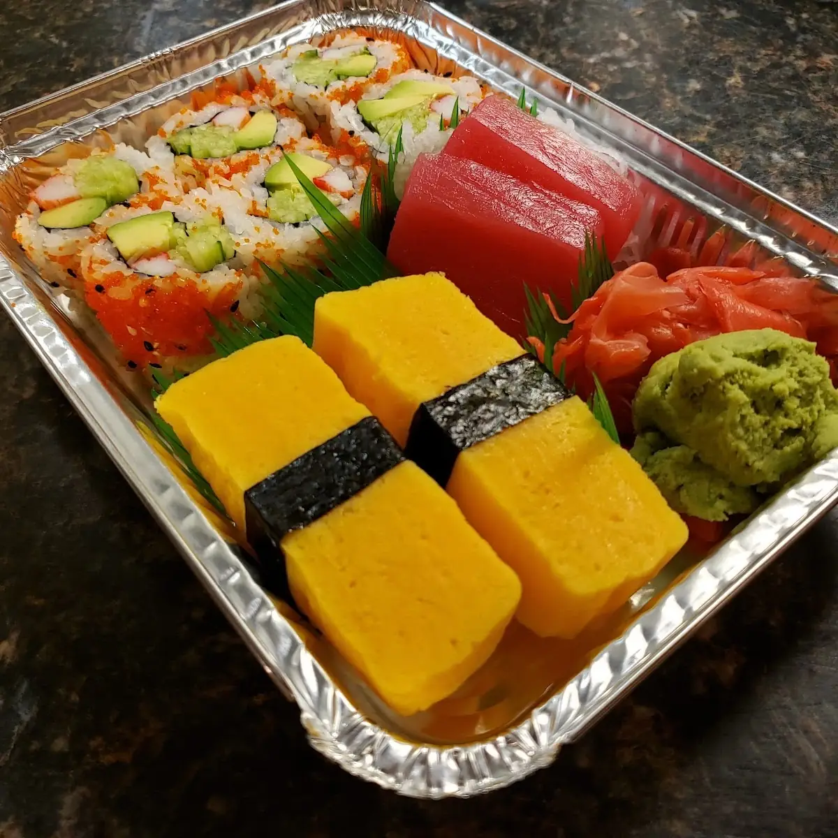Orange Roll Tamago Nigiri Maguro Sashimi