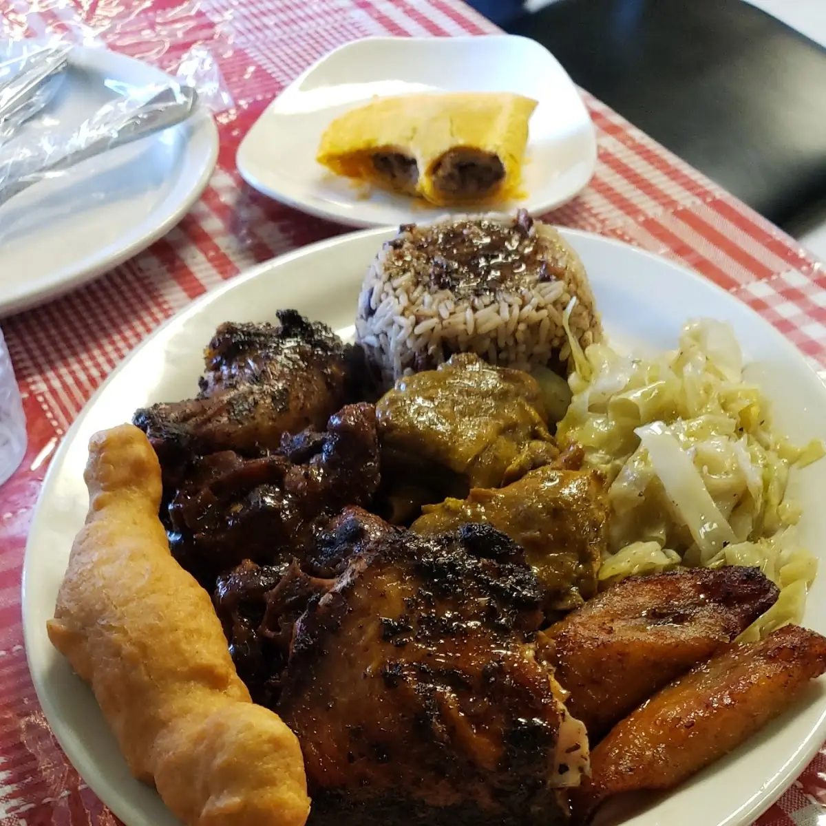 3 Meats (Oxtail, Jerk Chk, Jerk Pork), R&P, No Veg