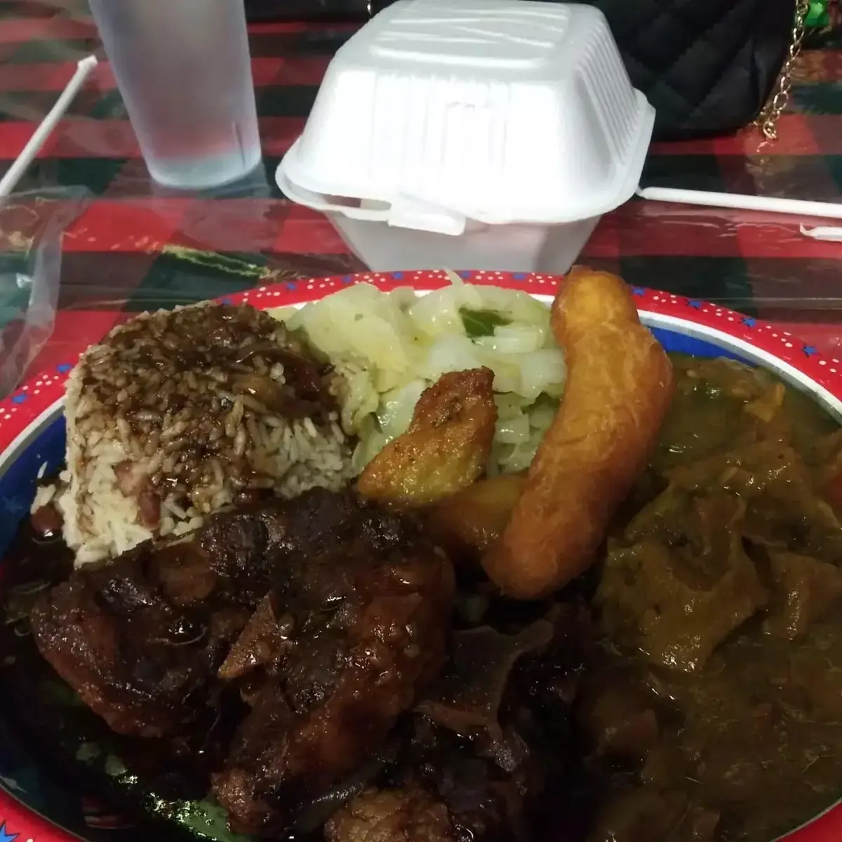 Rice & Peas with Oxtails and Curry Goat