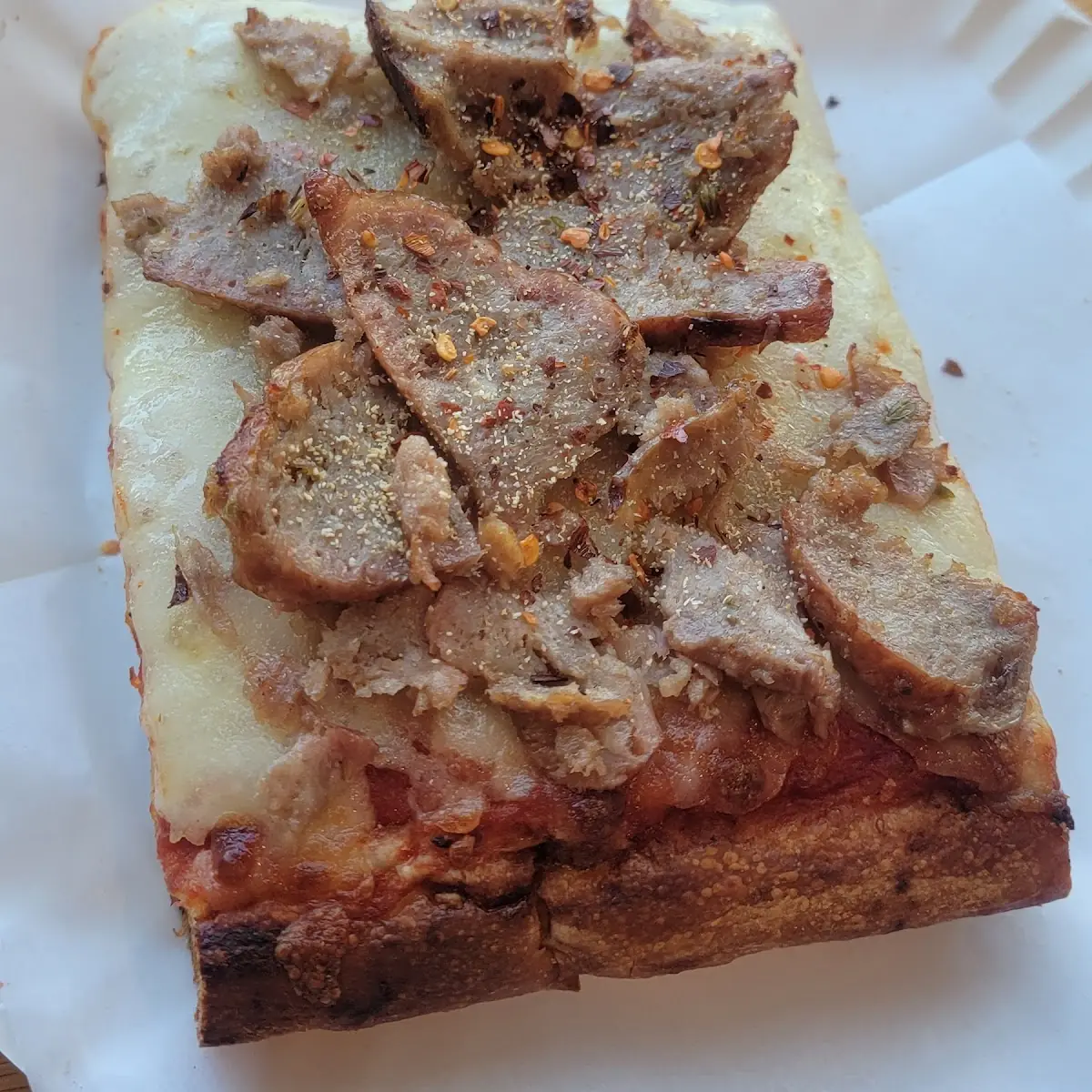 Sicilian Pizza Slice with Sausage