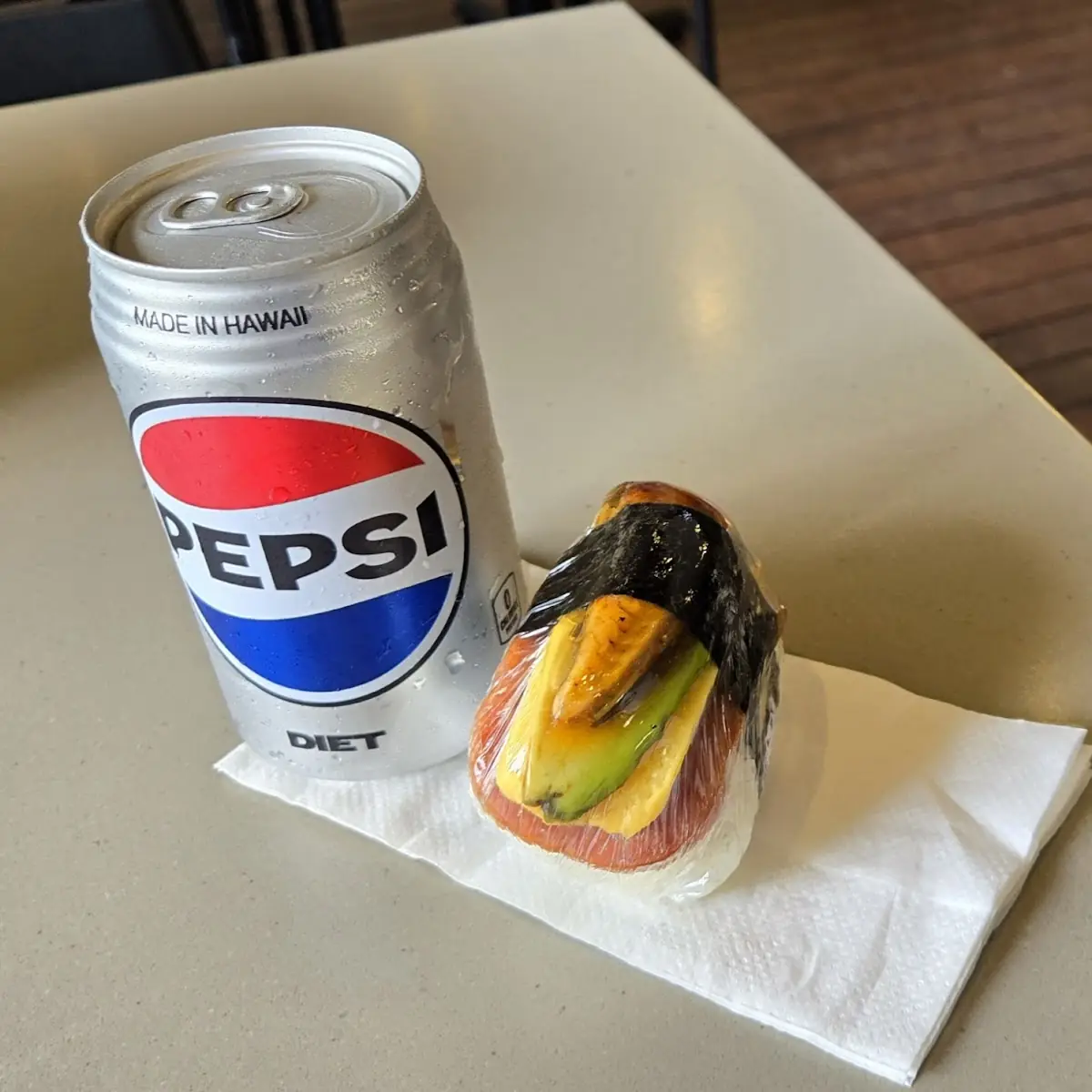 Avocado Eel Egg and Spam Musubi
