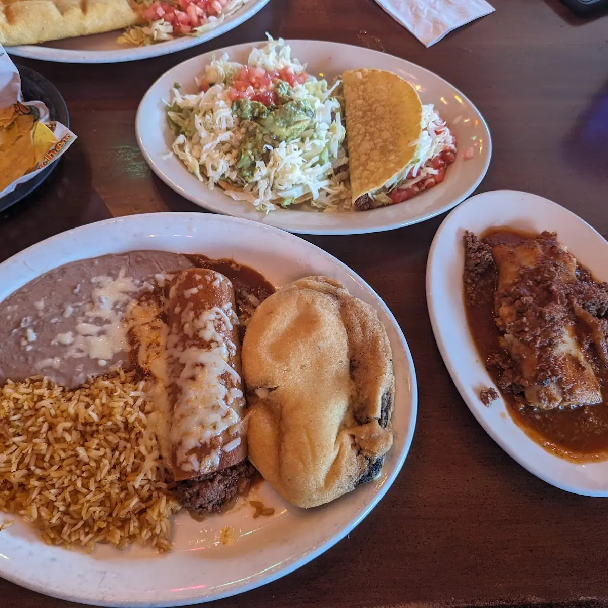 Chili Relleno Beef Enchilada with Rice and Beans
