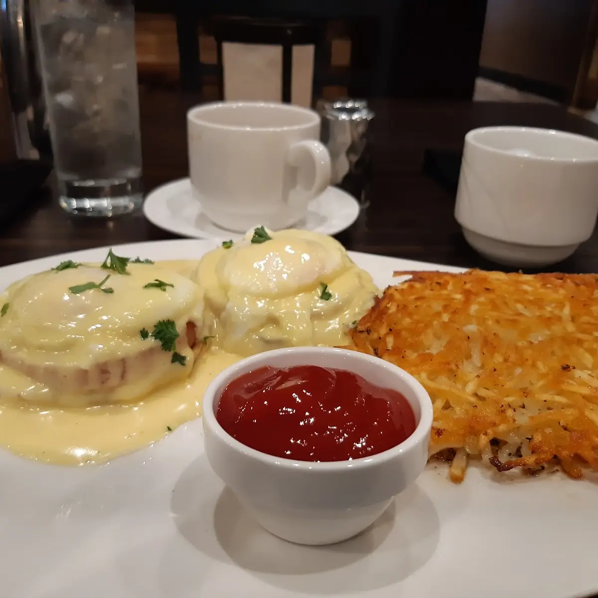 Eggs Benedict with Hash Brown on the Side
