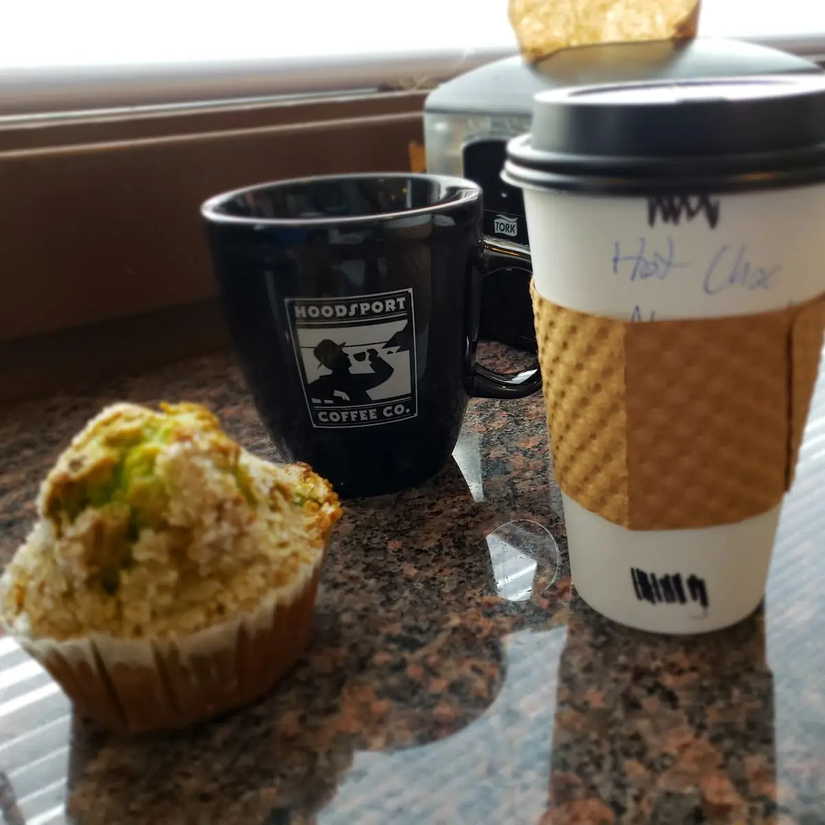 Hot Chocolate & Pistachio Muffin