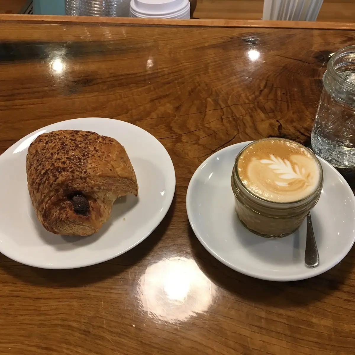 Chocolate Croissant and a Cortado