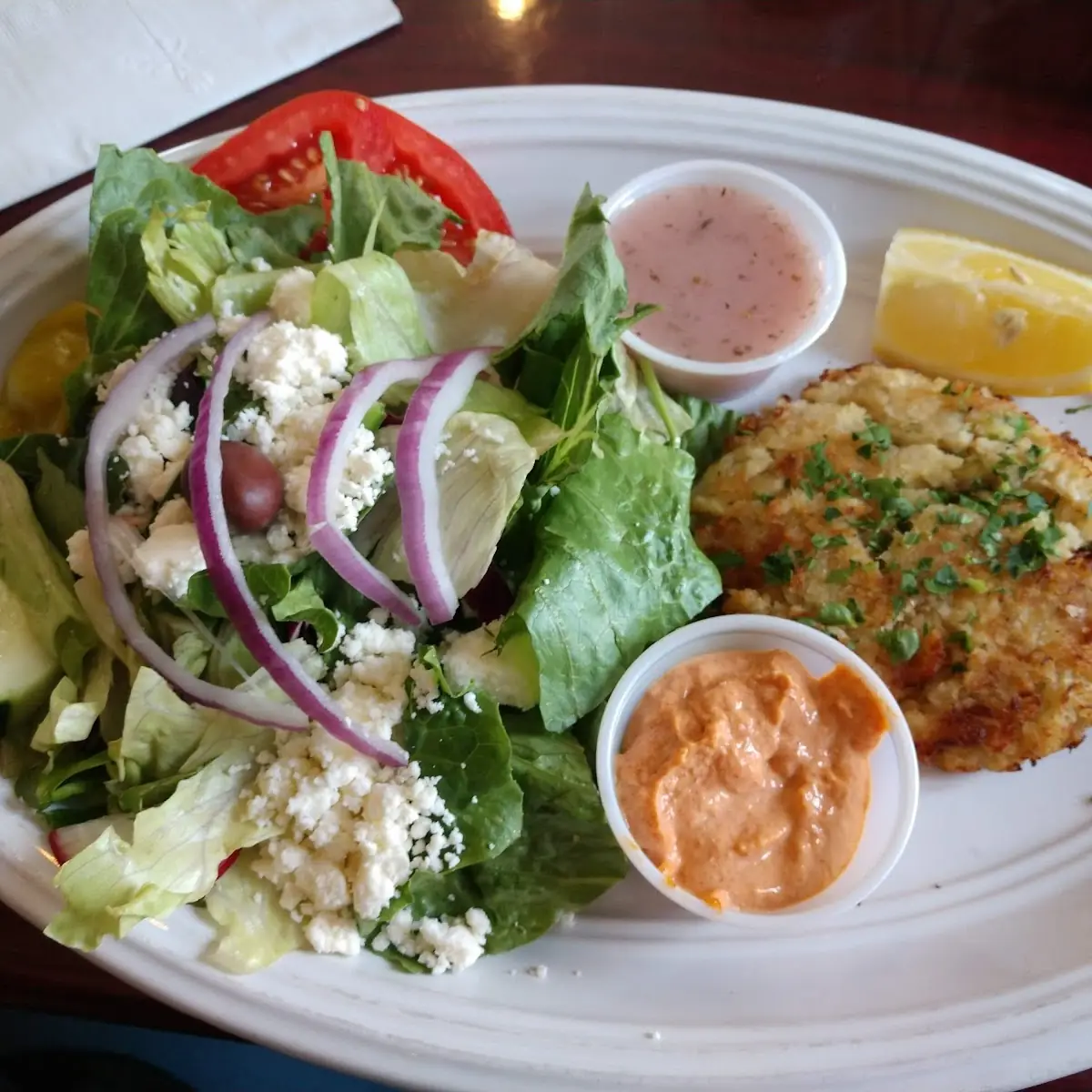 Olympia Crab Cake w Greek Salad