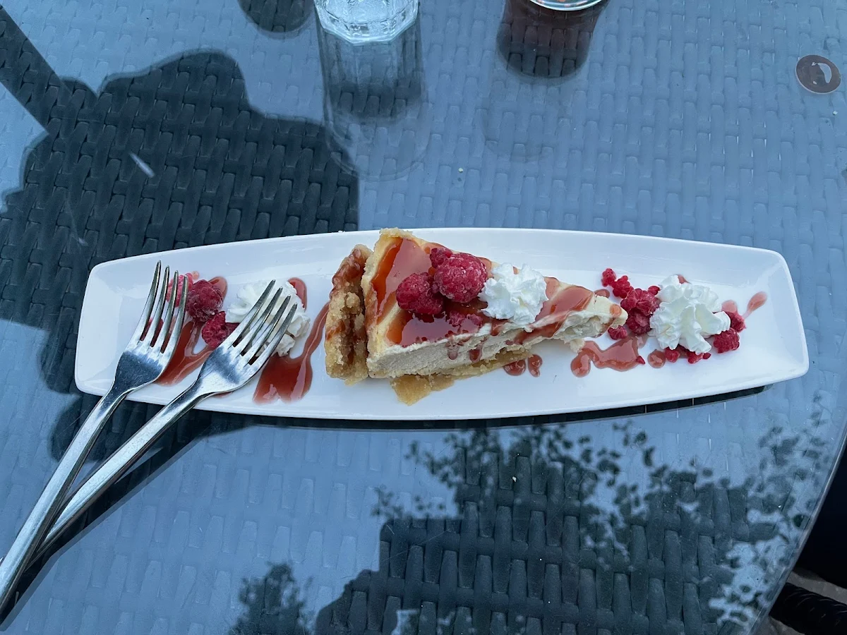 New York Style Cheesecake with Raspberry Sauce, Chino's Bistro