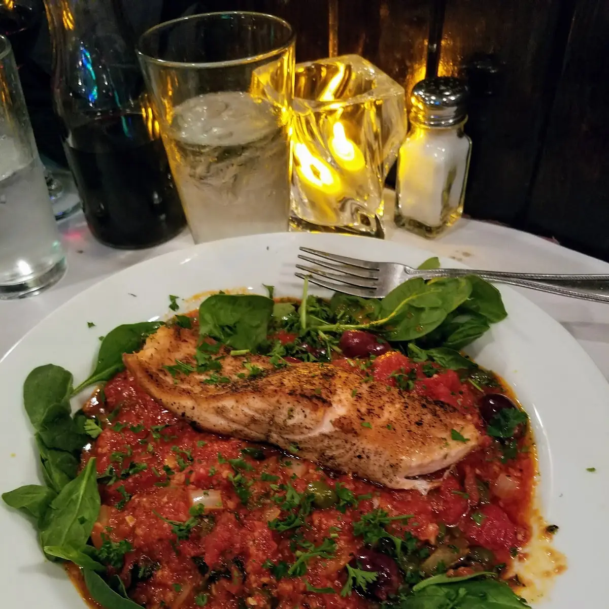 Grilled Salmon Puttanesca