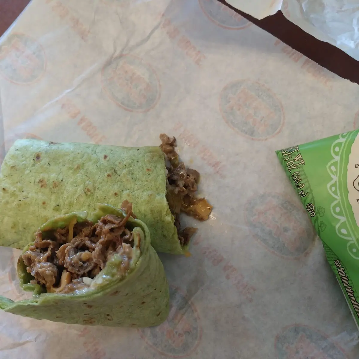 56 Cheesesteak Sandwich on Spinach Wrap